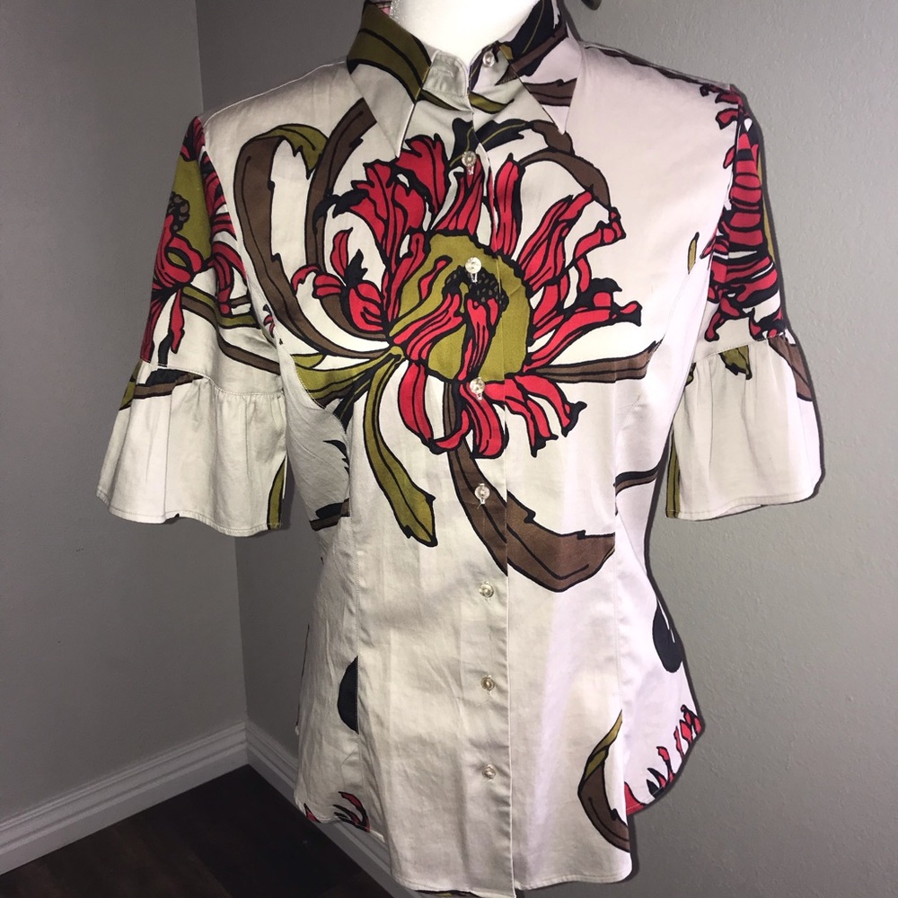 Robert Graham Bell Short Sleeves Floral Size M Top